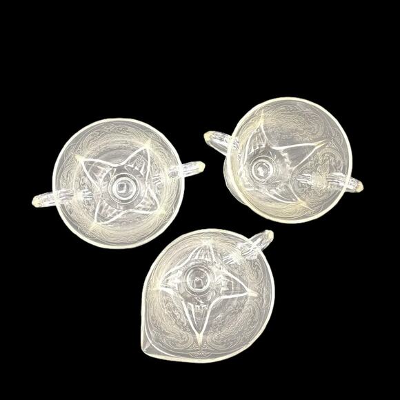 Hazel-Atlas ROYAL LACE Clear Depression Glass Footed Creamer, 2 Open Sugar Bowls - Picture 5 of 8